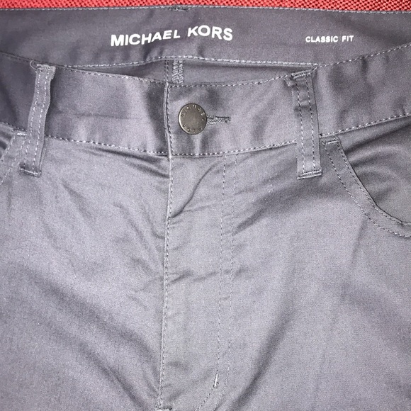 NWOT Michael Kors Grey smoke long flat front pants size 33 - Picture 2 of 7